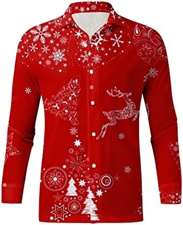 Men Casual Long Sleeve Autumn Winter Christmas 3D Printed Shirts Fashion Top Blouse Shirts Shirt Men