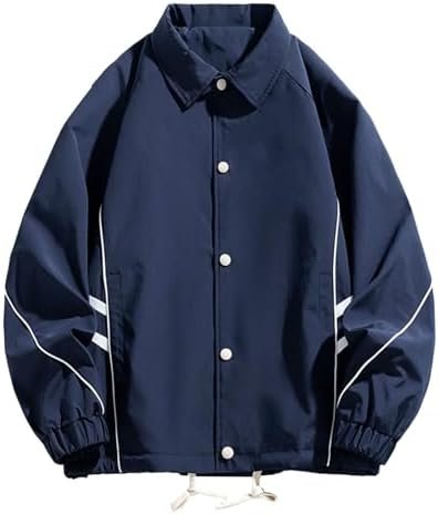 Men's Lapel Work Wear Windproof Jacket Casual Outdoor Long Sleeved Color Patchwork Jacket Mens Funnel Neck